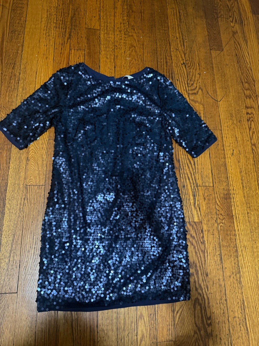 Navy Sequin Shift Dress